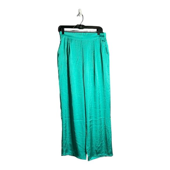 Lumiere Light Green Wide Leg Silky Pants Size Large - Picture 1 of 10